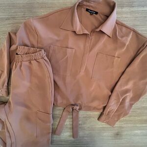 Stylish Brown Jumpsuit with Front Pockets